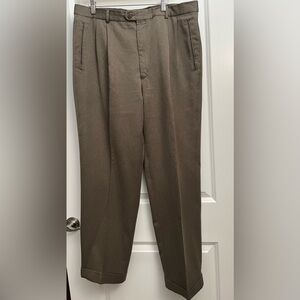 Louis Raphael Soft Mens Dress Pants Cuffed Size 38 Light Brown 100% Microfiber